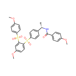 COc1ccc(C(=O)N[C@@H](C)c2ccc(S(=O)(=O)c3ccc(OC)cc3S(=O)(=O)c3ccc(OC)cc3)cc2)cc1 ZINC000028332855