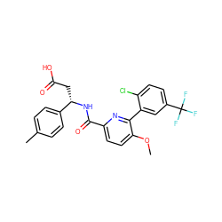 COc1ccc(C(=O)N[C@@H](CC(=O)O)c2ccc(C)cc2)nc1-c1cc(C(F)(F)F)ccc1Cl ZINC000203325963