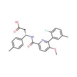 COc1ccc(C(=O)N[C@@H](CC(=O)O)c2ccc(C)cc2)nc1-c1cc(C)ccc1F ZINC000203890632