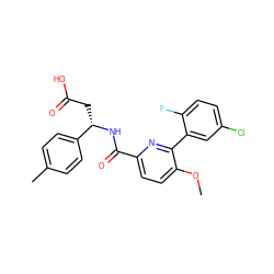 COc1ccc(C(=O)N[C@@H](CC(=O)O)c2ccc(C)cc2)nc1-c1cc(Cl)ccc1F ZINC000203327117