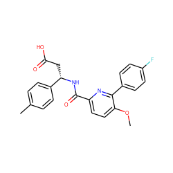 COc1ccc(C(=O)N[C@@H](CC(=O)O)c2ccc(C)cc2)nc1-c1ccc(F)cc1 ZINC000261150059