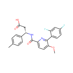 COc1ccc(C(=O)N[C@@H](CC(=O)O)c2ccc(C)cc2)nc1-c1ccc(F)cc1F ZINC000203884716