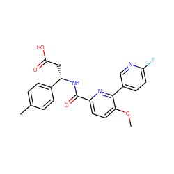 COc1ccc(C(=O)N[C@@H](CC(=O)O)c2ccc(C)cc2)nc1-c1ccc(F)nc1 ZINC000261107357