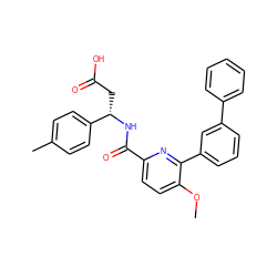 COc1ccc(C(=O)N[C@@H](CC(=O)O)c2ccc(C)cc2)nc1-c1cccc(-c2ccccc2)c1 ZINC000261079545