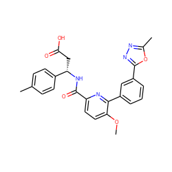 COc1ccc(C(=O)N[C@@H](CC(=O)O)c2ccc(C)cc2)nc1-c1cccc(-c2nnc(C)o2)c1 ZINC000261140979