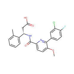 COc1ccc(C(=O)N[C@@H](CC(=O)O)c2ccccc2C)nc1-c1ccc(F)c(Cl)c1 ZINC000261174812