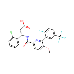 COc1ccc(C(=O)N[C@@H](CC(=O)O)c2ccccc2Cl)nc1-c1cc(C(F)(F)F)ccc1F ZINC000203885006