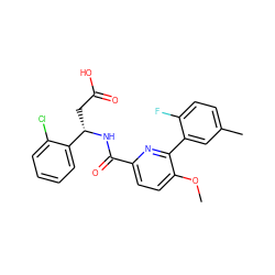 COc1ccc(C(=O)N[C@@H](CC(=O)O)c2ccccc2Cl)nc1-c1cc(C)ccc1F ZINC000203333879