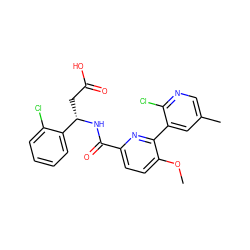 COc1ccc(C(=O)N[C@@H](CC(=O)O)c2ccccc2Cl)nc1-c1cc(C)cnc1Cl ZINC000261098817