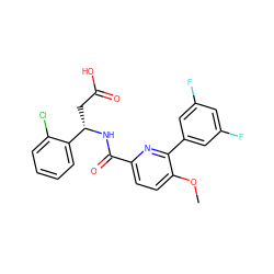 COc1ccc(C(=O)N[C@@H](CC(=O)O)c2ccccc2Cl)nc1-c1cc(F)cc(F)c1 ZINC000261093745