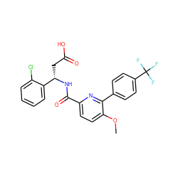 COc1ccc(C(=O)N[C@@H](CC(=O)O)c2ccccc2Cl)nc1-c1ccc(C(F)(F)F)cc1 ZINC000261184723