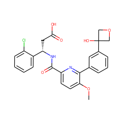 COc1ccc(C(=O)N[C@@H](CC(=O)O)c2ccccc2Cl)nc1-c1cccc(C2(O)COC2)c1 ZINC000261111381