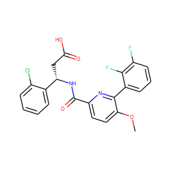 COc1ccc(C(=O)N[C@@H](CC(=O)O)c2ccccc2Cl)nc1-c1cccc(F)c1F ZINC000203332812