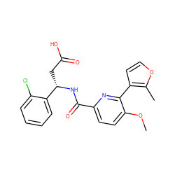 COc1ccc(C(=O)N[C@@H](CC(=O)O)c2ccccc2Cl)nc1-c1ccoc1C ZINC000203339109