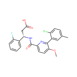 COc1ccc(C(=O)N[C@@H](CC(=O)O)c2ccccc2F)nc1-c1cc(C)ccc1Cl ZINC000261079181