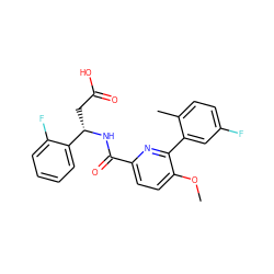 COc1ccc(C(=O)N[C@@H](CC(=O)O)c2ccccc2F)nc1-c1cc(F)ccc1C ZINC000203896802