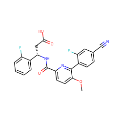 COc1ccc(C(=O)N[C@@H](CC(=O)O)c2ccccc2F)nc1-c1ccc(C#N)cc1F ZINC000261143896