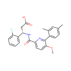 COc1ccc(C(=O)N[C@@H](CC(=O)O)c2ccccc2F)nc1-c1ccc(C)cc1C ZINC000261168708