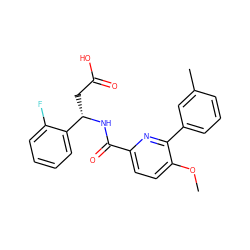 COc1ccc(C(=O)N[C@@H](CC(=O)O)c2ccccc2F)nc1-c1cccc(C)c1 ZINC000261164037