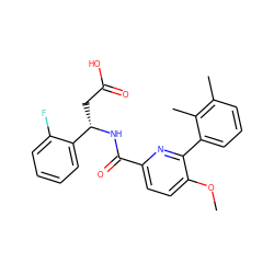 COc1ccc(C(=O)N[C@@H](CC(=O)O)c2ccccc2F)nc1-c1cccc(C)c1C ZINC000203895961