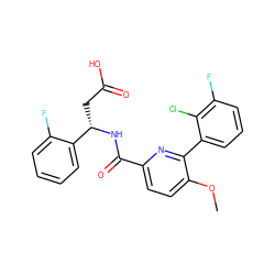 COc1ccc(C(=O)N[C@@H](CC(=O)O)c2ccccc2F)nc1-c1cccc(F)c1Cl ZINC000261089310