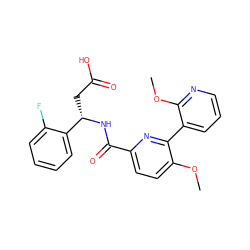 COc1ccc(C(=O)N[C@@H](CC(=O)O)c2ccccc2F)nc1-c1cccnc1OC ZINC000144393391