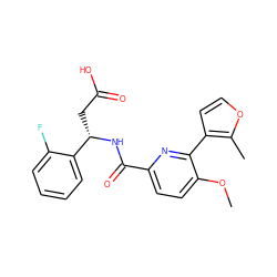 COc1ccc(C(=O)N[C@@H](CC(=O)O)c2ccccc2F)nc1-c1ccoc1C ZINC000203329391