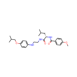 COc1ccc(C(=O)N[C@@H](CC(C)C)C(=O)NCCNc2ccc(OCC(C)C)cc2)cc1 ZINC000013490299