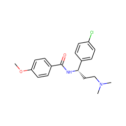 COc1ccc(C(=O)N[C@@H](CCN(C)C)c2ccc(Cl)cc2)cc1 ZINC000013684626