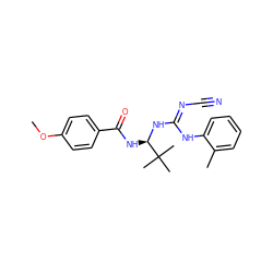 COc1ccc(C(=O)N[C@@H](N/C(=N/C#N)Nc2ccccc2C)C(C)(C)C)cc1 ZINC000040951442