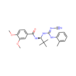 COc1ccc(C(=O)N[C@@H](N/C(=N/C#N)Nc2ccccc2C)C(C)(C)C)cc1OC ZINC000040949684