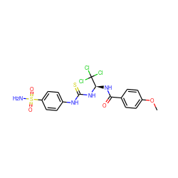 COc1ccc(C(=O)N[C@@H](NC(=S)Nc2ccc(S(N)(=O)=O)cc2)C(Cl)(Cl)Cl)cc1 ZINC000013482474