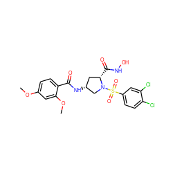 COc1ccc(C(=O)N[C@@H]2C[C@H](C(=O)NO)N(S(=O)(=O)c3ccc(Cl)c(Cl)c3)C2)c(OC)c1 ZINC000084687103