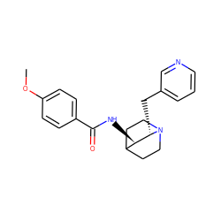 COc1ccc(C(=O)N[C@@H]2C3CCN(CC3)[C@H]2Cc2cccnc2)cc1 ZINC000095571729