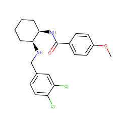 COc1ccc(C(=O)N[C@@H]2CCCC[C@@H]2NCc2ccc(Cl)c(Cl)c2)cc1 ZINC000169350885