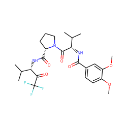 COc1ccc(C(=O)N[C@H](C(=O)N2CCC[C@H]2C(=O)N[C@H](C(=O)C(F)(F)F)C(C)C)C(C)C)cc1OC ZINC000013762599
