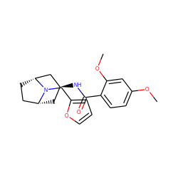 COc1ccc(C(=O)N[C@H]2C[C@@H]3CC[C@H](C2)N3Cc2ccco2)c(OC)c1 ZINC000103236630