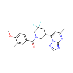 COc1ccc(C(=O)N2C[C@@H](c3cc(C)nc4ncnn34)CC(F)(F)C2)cc1C ZINC001772624960