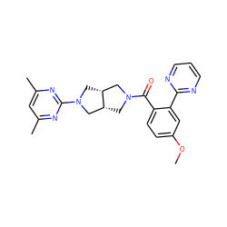 COc1ccc(C(=O)N2C[C@@H]3CN(c4nc(C)cc(C)n4)C[C@@H]3C2)c(-c2ncccn2)c1 ZINC000167123046