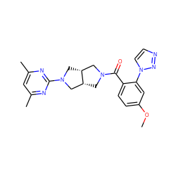 COc1ccc(C(=O)N2C[C@@H]3CN(c4nc(C)cc(C)n4)C[C@@H]3C2)c(-n2ccnn2)c1 ZINC000167146099