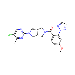 COc1ccc(C(=O)N2C[C@@H]3CN(c4ncc(Cl)c(C)n4)C[C@@H]3C2)c(-n2nccn2)c1 ZINC000116822754