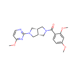 COc1ccc(C(=O)N2C[C@@H]3CN(c4nccc(OC)n4)C[C@@H]3C2)c(OC)c1 ZINC000116825518