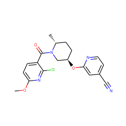 COc1ccc(C(=O)N2C[C@H](Oc3cc(C#N)ccn3)CC[C@H]2C)c(Cl)n1 ZINC000096167303