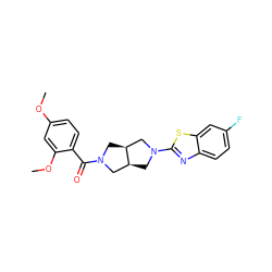 COc1ccc(C(=O)N2C[C@H]3CN(c4nc5ccc(F)cc5s4)C[C@H]3C2)c(OC)c1 ZINC000116828486