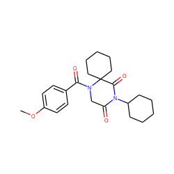 COc1ccc(C(=O)N2CC(=O)N(C3CCCCC3)C(=O)C23CCCCC3)cc1 ZINC000653874530