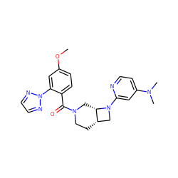 COc1ccc(C(=O)N2CC[C@H]3CN(c4cc(N(C)C)ccn4)[C@H]3C2)c(-n2nccn2)c1 ZINC000116826498