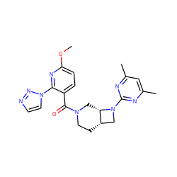 COc1ccc(C(=O)N2CC[C@H]3CN(c4nc(C)cc(C)n4)[C@H]3C2)c(-n2ccnn2)n1 ZINC000116828686