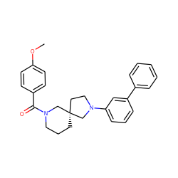 COc1ccc(C(=O)N2CCC[C@@]3(CCN(c4cccc(-c5ccccc5)c4)C3)C2)cc1 ZINC000003956199