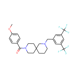 COc1ccc(C(=O)N2CCC3(CCCN(Cc4cc(C(F)(F)F)cc(C(F)(F)F)c4)C3)CC2)cc1 ZINC000004238012