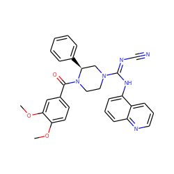 COc1ccc(C(=O)N2CCN(/C(=N/C#N)Nc3cccc4ncccc34)C[C@@H]2c2ccccc2)cc1OC ZINC000101452084